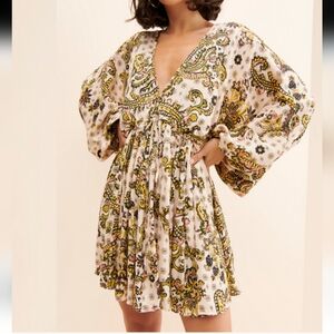 NWT Free People Arzel Tea Combo Printed dress XS